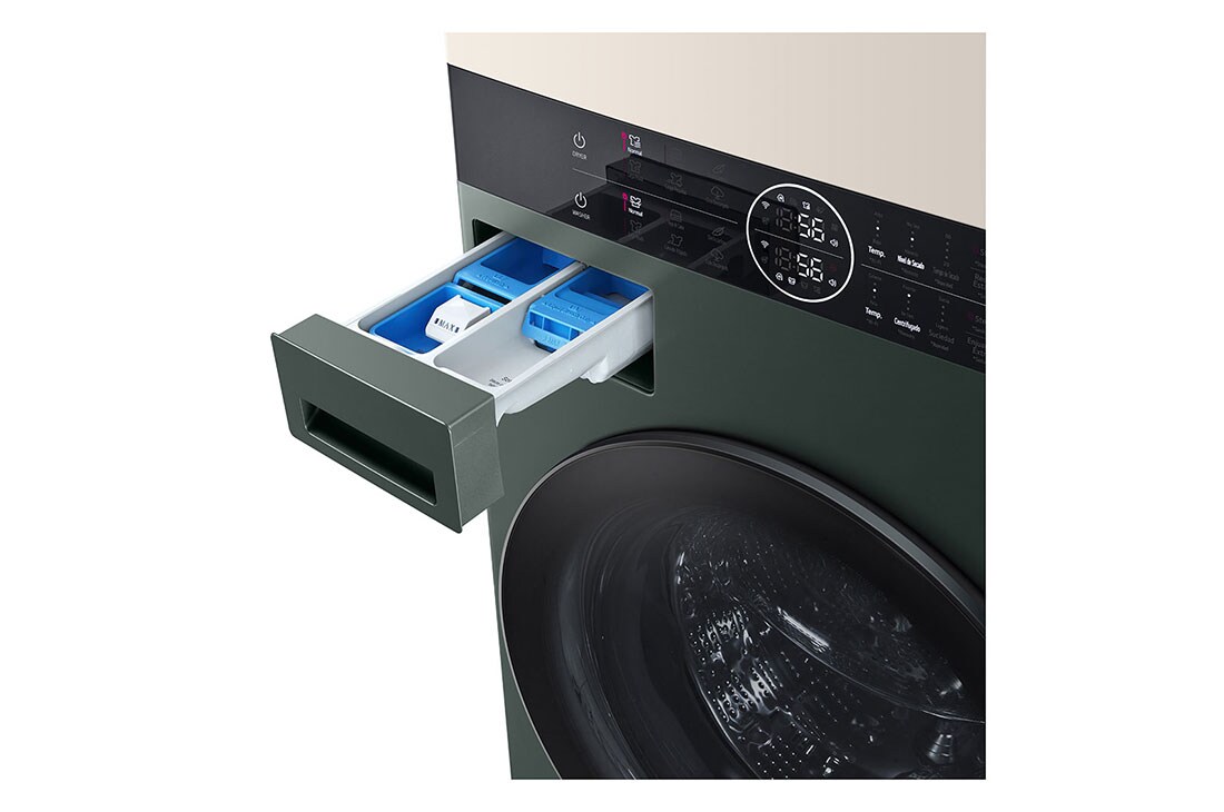 LG Torre de lavado WashTower™ LG 25Kg(Lavado) / 22Kg (Secado) Carga Frontal Inverter AI DD™ ThinQ Color: Beige / Verde, side view, WK25GBS6E, thumbnail 6