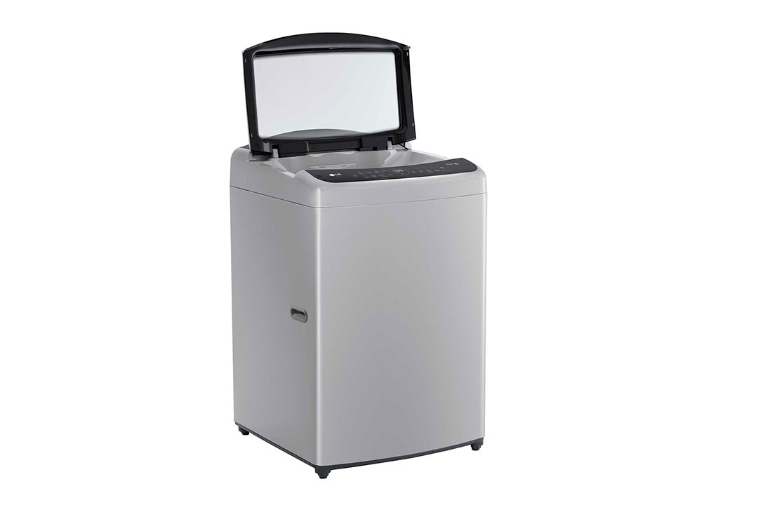 LG Lavadora de 19 kg carga superior con AI DD, Gris, side view top door open, WT19DV6T, thumbnail 4