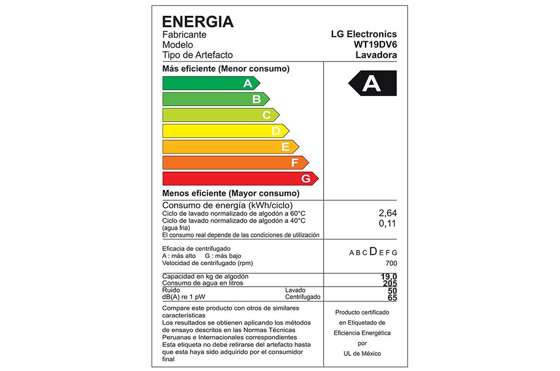 LG Lavadora de 19 kg carga superior con AI DD, Gris, eneregy label, WT19DV6T, thumbnail 15