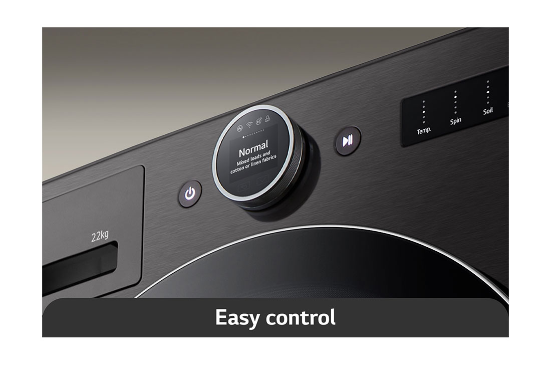 LG 22kg AI DD™ TurboWash360™ Washing Machine with Steam™ in Black Steel, USP 1(Easy Control), WM23BFXS6, thumbnail 3