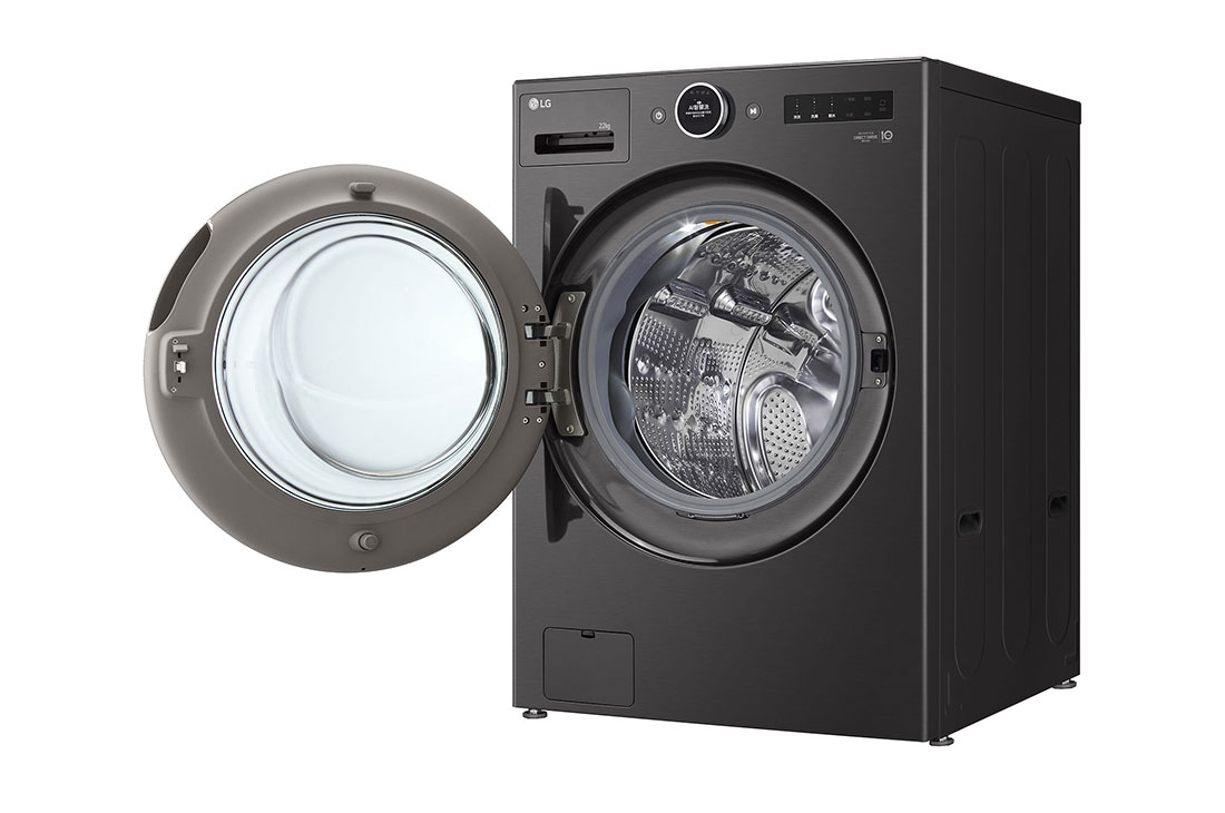 LG 22kg AI DD™ TurboWash360™ Washing Machine with Steam™ in Black Steel, Right Side Open, WM23BFXS6, thumbnail 9