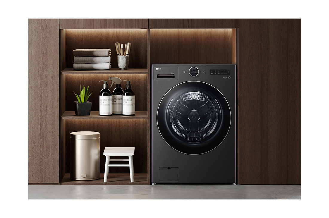 LG 22kg AI DD™ TurboWash360™ Washing Machine with Steam™ in Black Steel, Lifestyle, WM23BFXS6, thumbnail 14