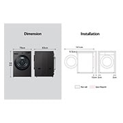 LG 22kg AI DD™ TurboWash360™ Washing Machine with Steam™ in Black Steel, Dimension & Installation, WM23BFXS6, thumbnail 15