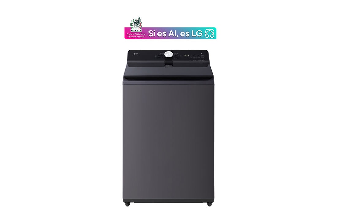LG Lavadora LG Carga Superior AI DD™ (Inteligencia Artificial) TurboWash™ con Perilla + Panel LED táctil 23kg - Color Grafito - WT23EGTX6, Front view of 23kg Top Loading Washing Machine Essence Graphite, WT23EGTX6