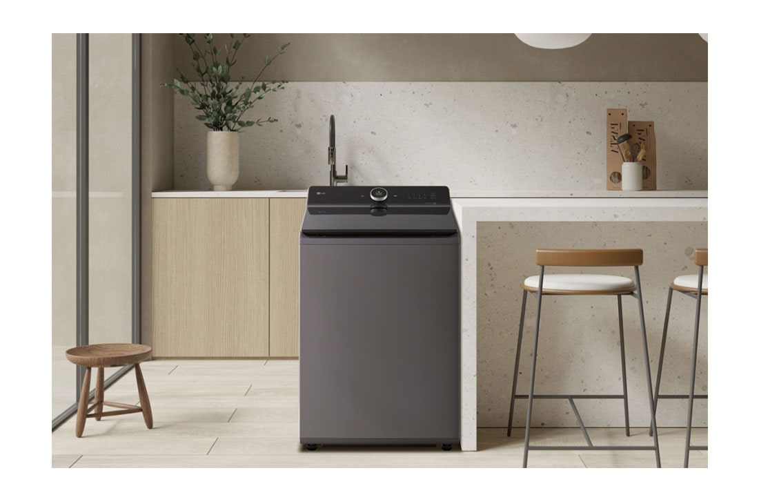 LG Lavadora LG Carga Superior AI DD™ (Inteligencia Artificial) TurboWash 3D™ con Panel LCD + LED 28kg - Color Grafito, interior shot featuring Top Loading Washing Machine, WT28EGTX6, thumbnail 8