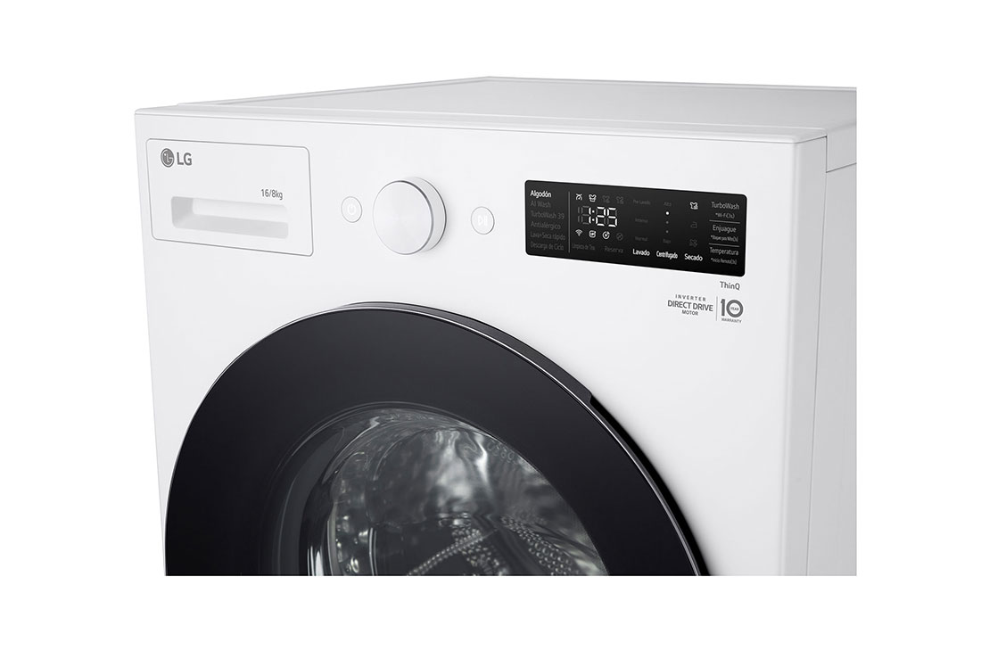 LG Lavasecadora LG Carga Frontal AI DD™ (Inteligencia Artificial) - Capacidad 20kg / 10kg - Color Blanco  , Side view, WD20EWNT6PC, thumbnail 7