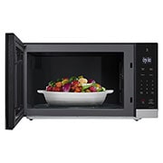 LG Microondas NeoChef™ Slim, front view door open with food, MSER1590S, thumbnail 3