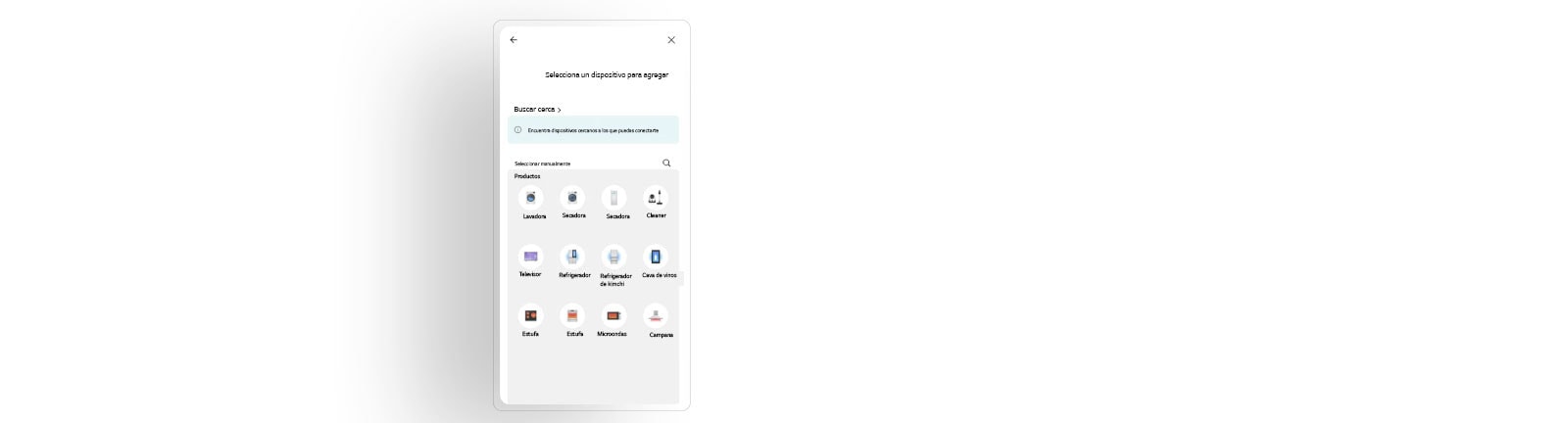 La imagen muestra la pantalla de la aplicación LG ThinQ