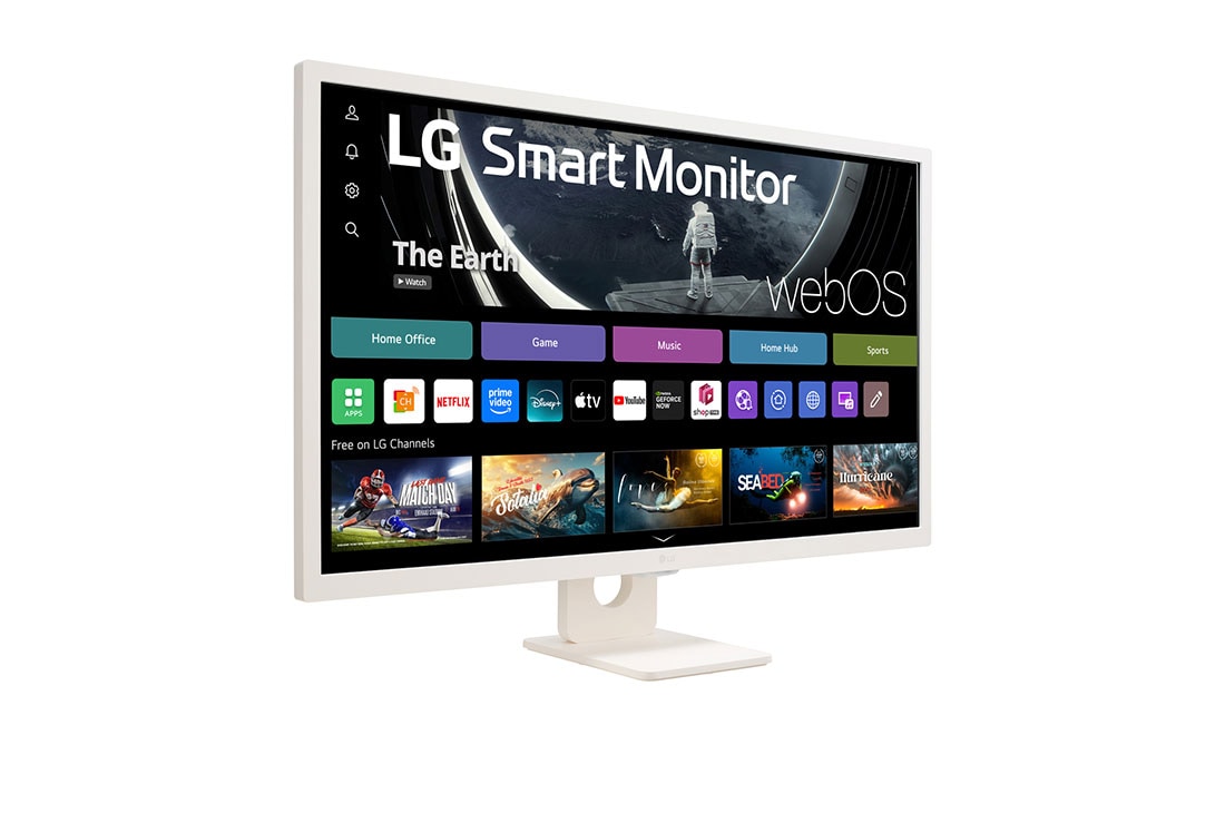 LG Monitor FHD IPS 32'' Smart Monitor con webOS AirPlay 2 ThinQ, side view, 32SR50F-W, thumbnail 5