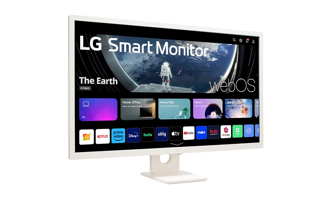 LG Monitor FHD IPS 32'' Smart Monitor con webOS AirPlay 2 ThinQ, side view, 32SR50F-W, thumbnail 3