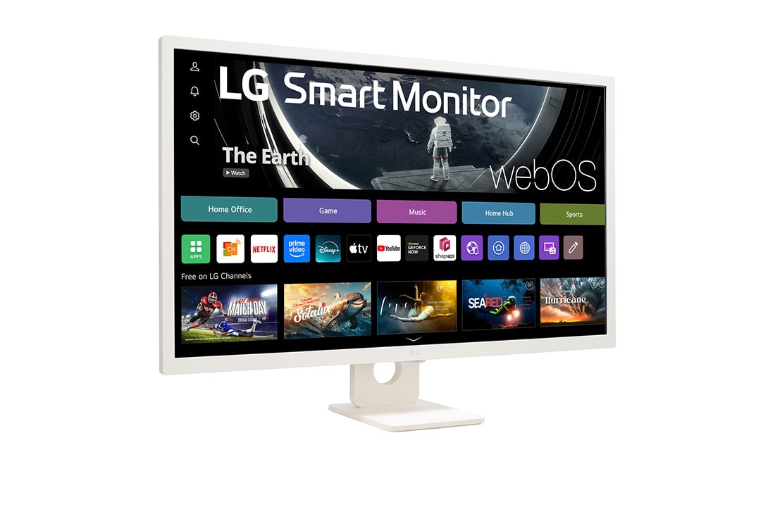 LG Monitor FHD IPS 32'' Smart Monitor con webOS AirPlay 2 ThinQ, side view, 32SR50F-W, thumbnail 4