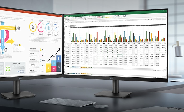 Esta pantalla tiene un bisel delgado en los tres lados y un entorno de trabajo optimizado