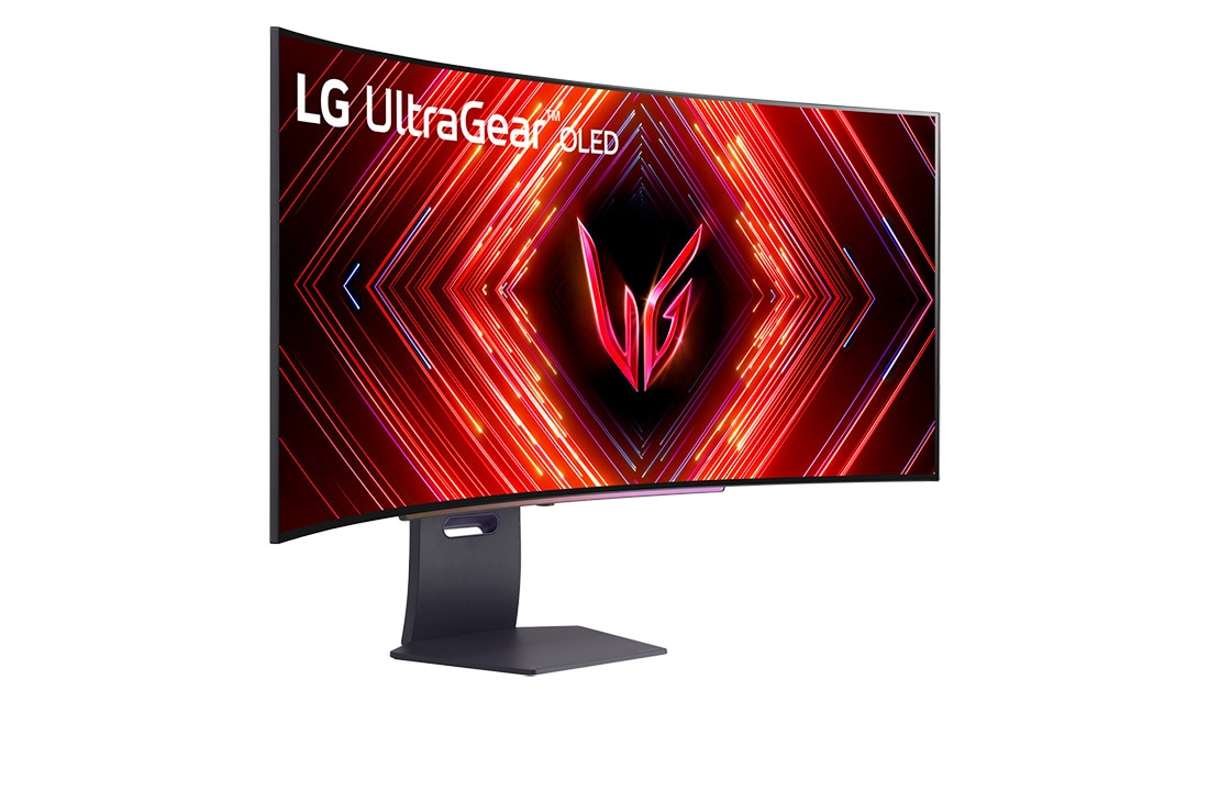 LG Monitor gaming curvo OLED UltraGear™ de 45” | 800R, DisplayHDR True Black 400, 240 Hz, 0.03 ms (GtG), +45 grader roteret visning fra forsiden, 45GS95QE-B, thumbnail 4