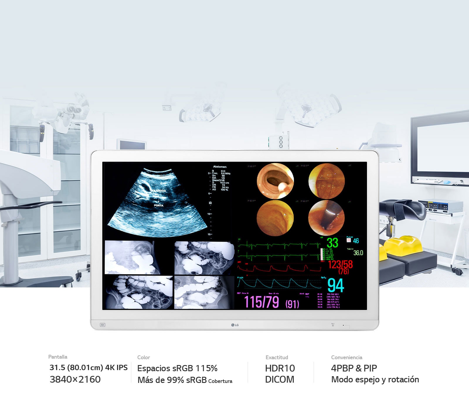 Pantalla de gran tamaño para precisión quirúrgica