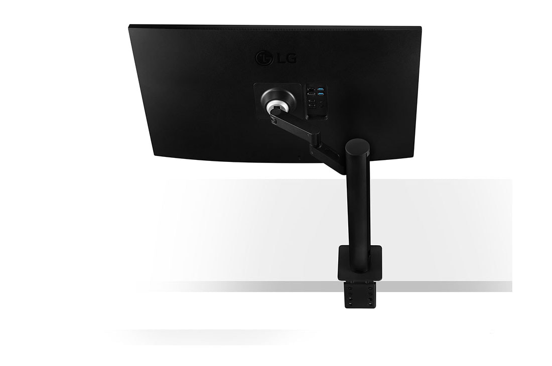 LG 31.5'' UHD 4K Ergo IPS Monitor with USB-C, rear view with the monitor arm extended to the right, 32UN880K-B, thumbnail 14
