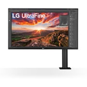 LG 31.5'' UHD 4K Ergo IPS Monitor with USB-C, front view with the monitor arm on the right, 32UN880K-B, thumbnail 1