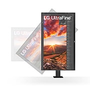 LG 31.5'' UHD 4K Ergo IPS Monitor with USB-C, front view with the display pivoting 90 degrees, 32UN880K-B, thumbnail 7