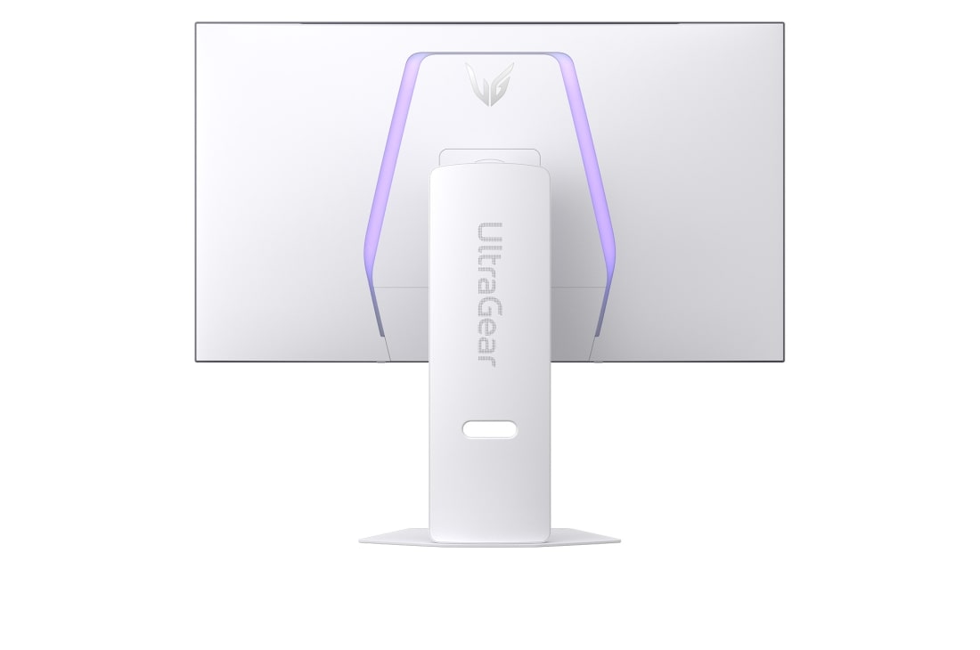 LG Monitor gaming UltraGear™ OLED 4K UHD 240Hz de 32 pulgadas | 0,03ms (GtG), compatible con G-SYNC®, FreeSync™ Premium Pro, rear view with lights on, 32GS95UV-W, thumbnail 6