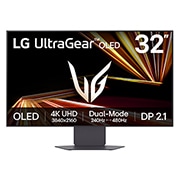 LG Monitor para juegos LG UltraGear™ GX8 OLED de 32'', 240 Hz, 4K UHD│32GX870A con modo dual, DCI-P3 98,5 % (típ.), VESA DisplayHDR™ True Black 400, 0,03 ms (GtG), DP 2.1, front view, 32GX870A-B, thumbnail 1