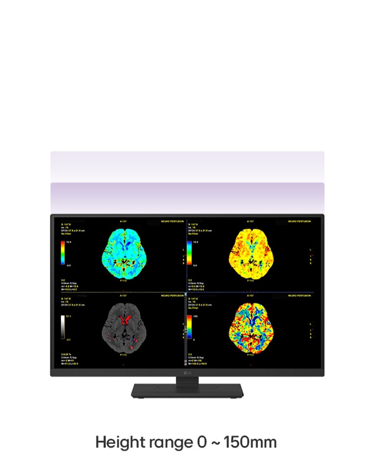 Un video que muestra los ajustes ergonómicos del monitor 27HS713C: altura (0–150 mm), giro (±45°), pivote bidireccional e inclinación (-5° a 25°)