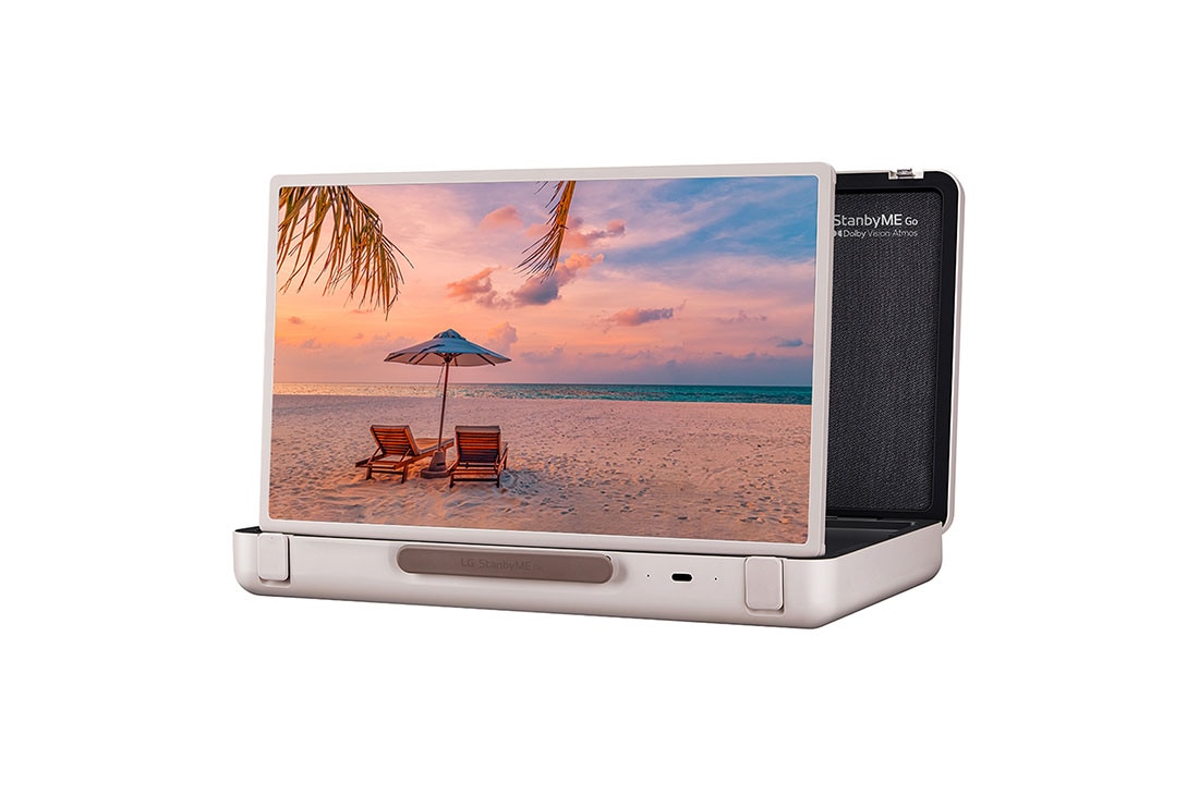 LG StanbyME Go 27'' Portátil Smart TV con ThinQ AI (Inteligencia Artificial), Vista frontal del producto mostrando el logo, 27LX5QKNA, thumbnail 3