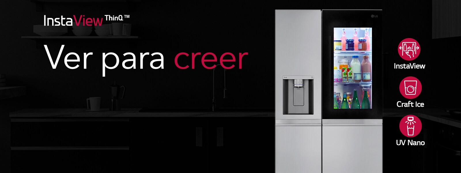 Imagen de Refrigeradora LG Instaview con el Lema Ver para Creer
