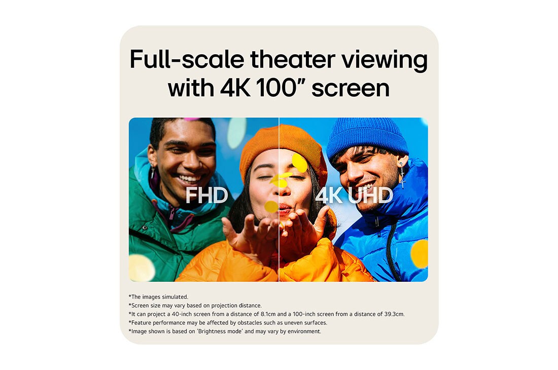 LG CineBeam S | Mini UST (Tiro Ultra corto) Proyector 4K con Dolby Atmos, Full-scale theater view image, PU615U, thumbnail 9