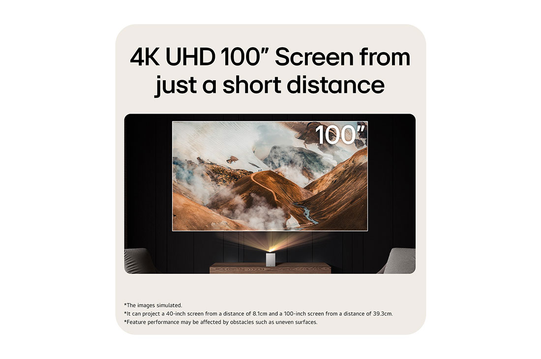 LG CineBeam S | Mini UST (Tiro Ultra corto) Proyector 4K con Dolby Atmos, 4K UHD 100 Screen image, PU615U, thumbnail 13