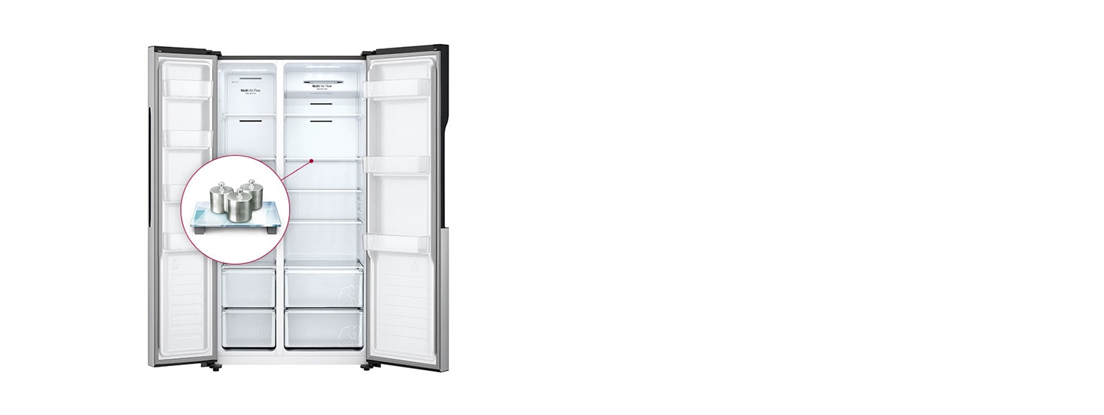 Una imagen que muestra todo el interior del refrigerador.