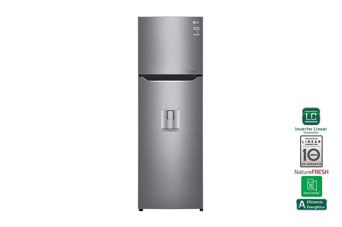 LG Refrigeradora Top Freezer de 254 litros con Inverter Linear Compressor y 10 años de garantía, Color Plateado, LT29WPP