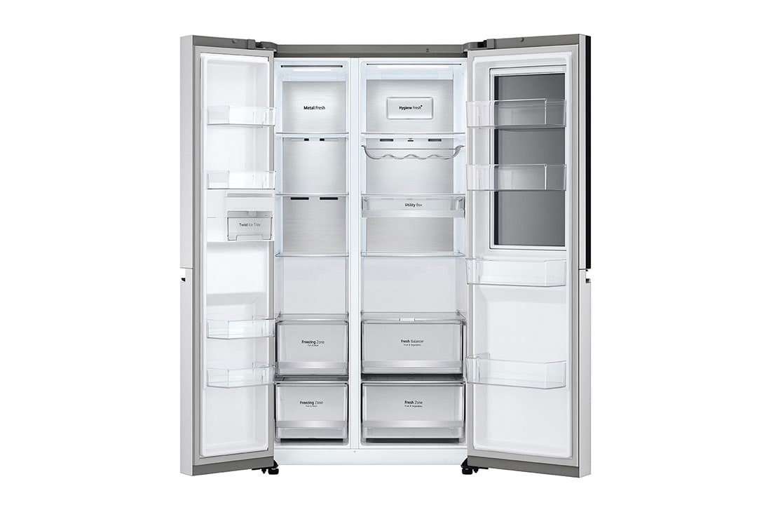 LG Refrigerador Side By Side LG LS66MXN | LINEARCOOLING™ | 694 Litros | Acero Pulido, vista frontal abierta, LS66MXN, thumbnail 9