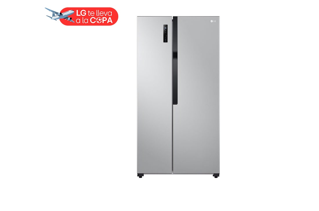 LG Refrigeradora LG Side by Side Color Platinum Silver (PCM) Capacidad Total Almacenamiento 508 Litros, Vista Frontal de la Refrigeradora LG GS51BPP, GS51BPP