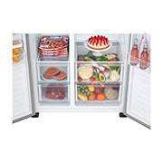 LG Refrigeradora LG Side by Side Color Platinum Silver (PCM) Capacidad Total Almacenamiento 508 Litros, Comida abierta en la parte delantera derecha de la Refrigeradora LG GS51BPP, GS51BPP, thumbnail 5