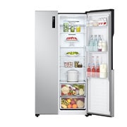 LG Refrigeradora LG Side by Side Color Platinum Silver (PCM) Capacidad Total Almacenamiento 508 Litros, Frente derecho abierto de la Refrigeradora LG GS51BPP, GS51BPP, thumbnail 7