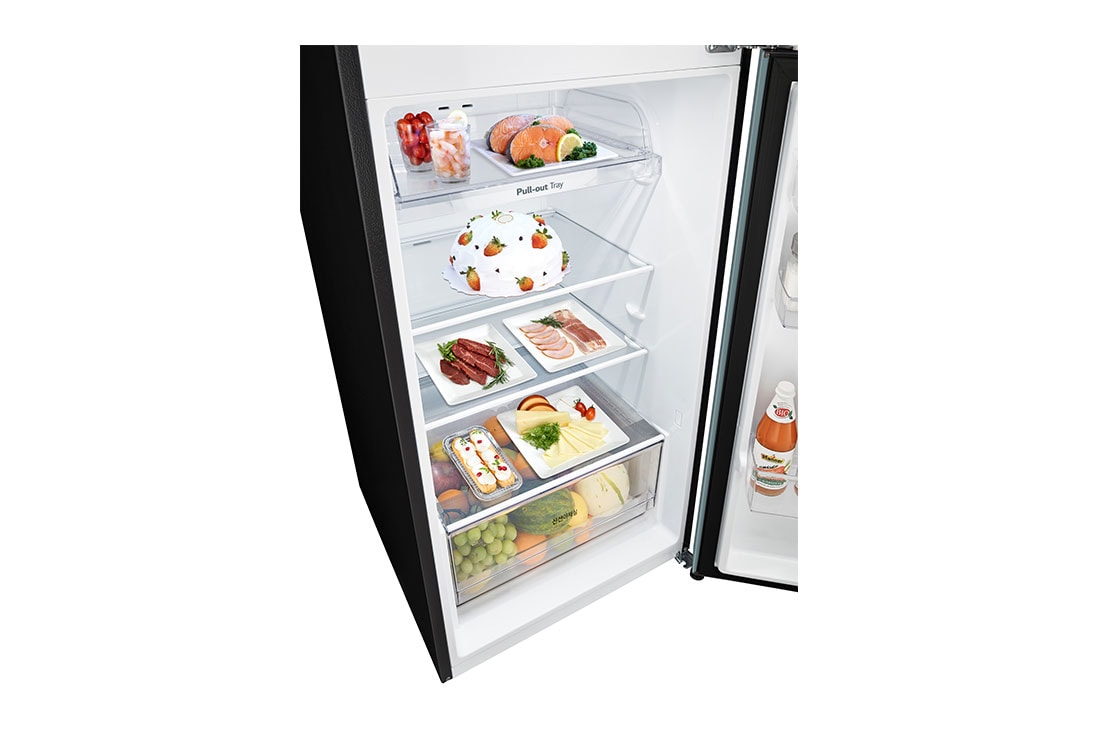 LG Refrigeradora Top Freezer 13.2pᶟ (Net) / 14 pᶟ (Gross) LG Smart Inverter Compressor™ LINEARCooling™ Puerta Clay Mint, drawer with fruit stored, VT38BPM, thumbnail 3