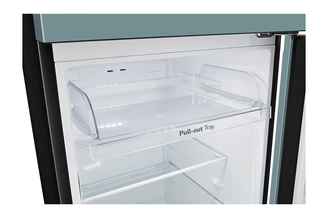 LG Refrigeradora Top Freezer 13.2pᶟ (Net) / 14 pᶟ (Gross) LG Smart Inverter Compressor™ LINEARCooling™ Puerta Clay Mint, detail view of pull-out tray, VT38BPM, thumbnail 7