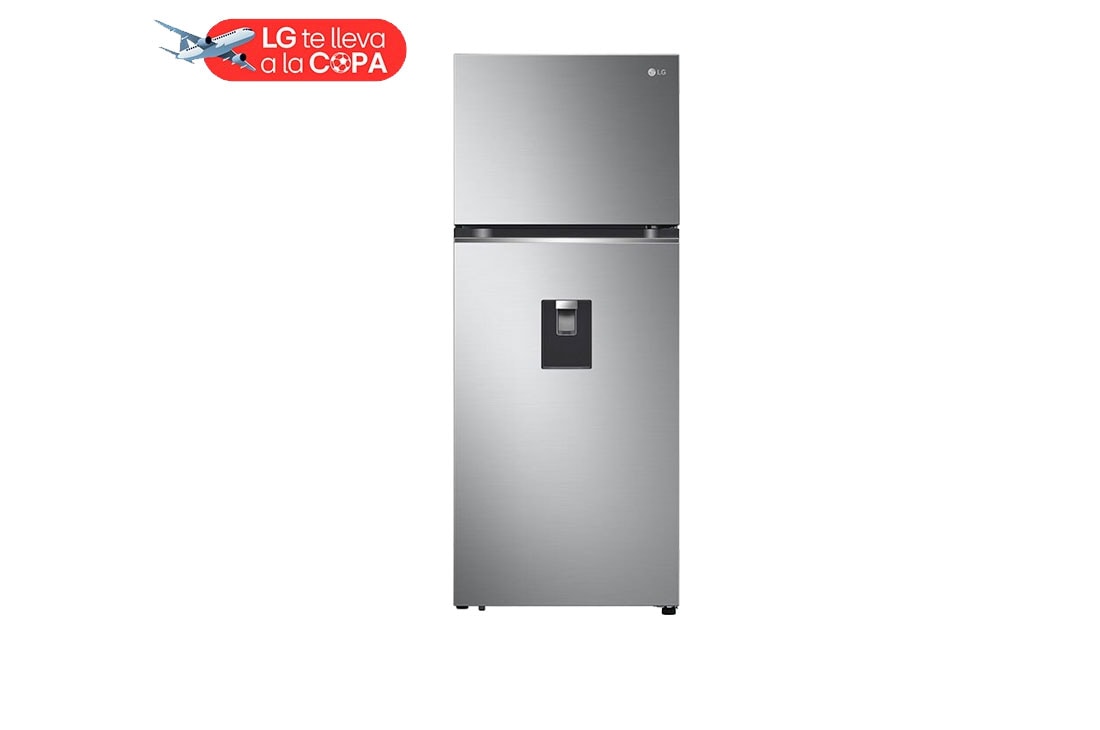 LG Refrigeradora Top Freezer 14.5 pᶟ (Net) / 13.2 pᶟ (Gross) Smart Linear InverterCooling™ Dispensador Agua, front view, VT38WPP