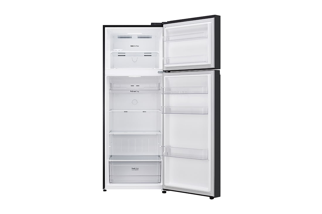 LG Refrigeradora Top Freezer 493L (Gross) / 461L (Net) Multi Air Flow + Smart Inverter, font door open with content view, VT48BPMK, thumbnail 2