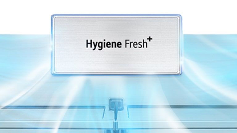 Vista en primer plano de la rejilla de aire para Hygiene Fresh dentro del frigorífico multi-puerta LG.