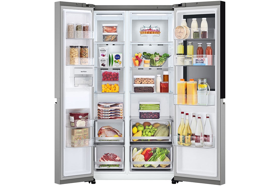LG Refrigeradora Side by Side InstaView™ 694L Smart Inverter, ThinQ™ Color Brushed Steel, luz de instaview apagada, VS25VVNW, thumbnail 3