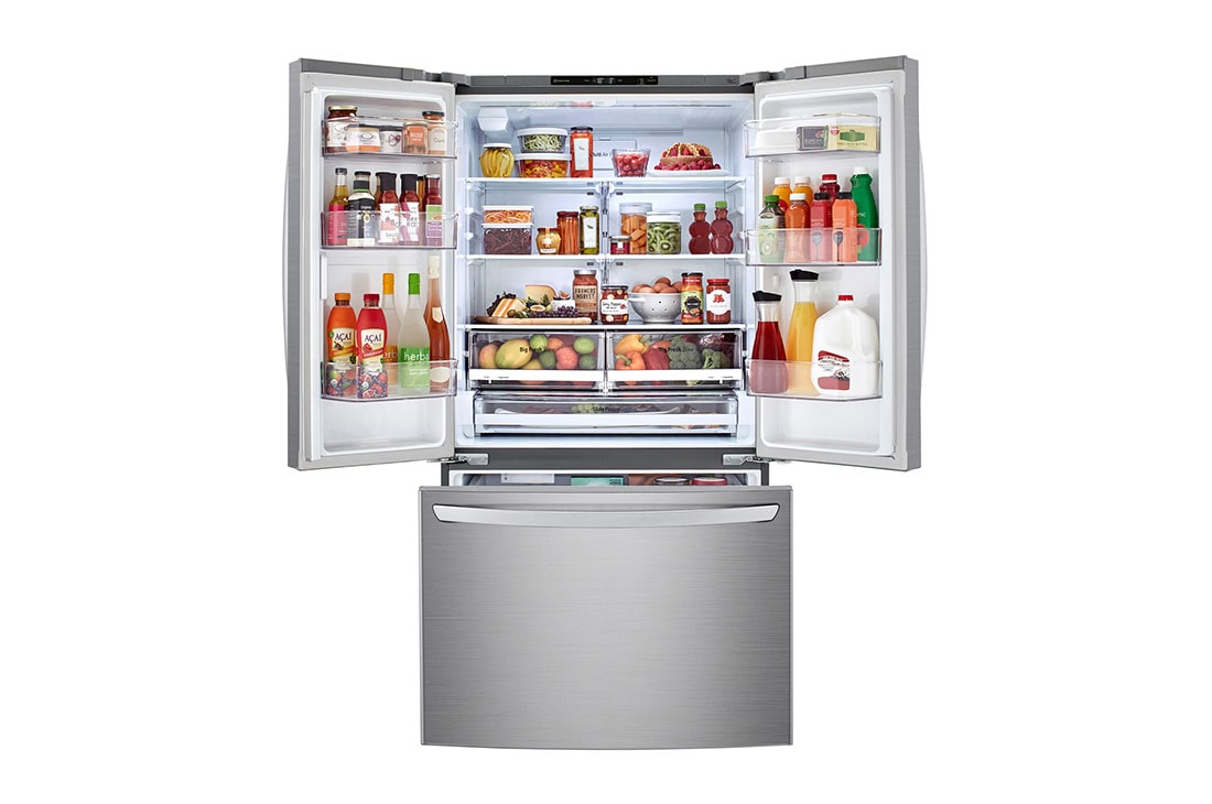 LG Refrigeradora French Door 29p³ (NET) /30p³ (Gross) LG GM78BGP Smart Inverter Multi Air Flow™, font view with content , GM78BGP, thumbnail 2