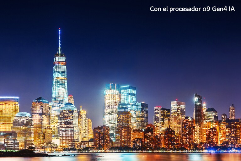 Comparación de la calidad de la imagen de un paisaje urbano nocturno.