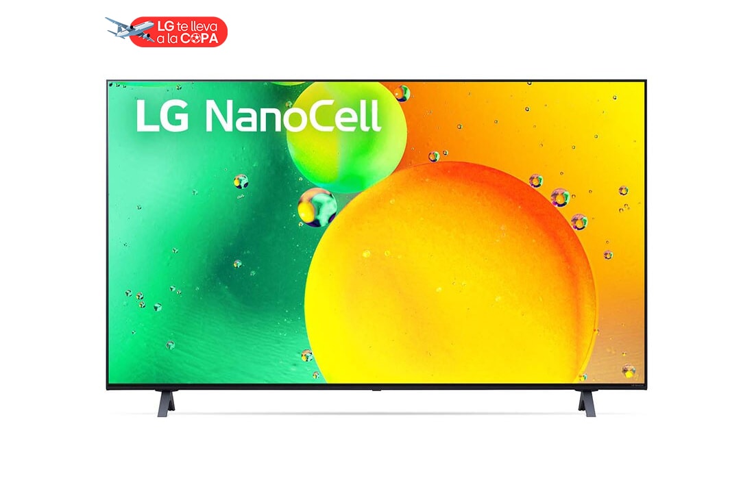 LG NanoCell 50'' NANO75 4K Smart TV con ThinQ AI (Inteligencia Artificial), Procesador α5 AI, Vista frontal del televisor LG NanoCell, 50NANO75SQA