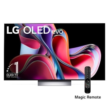 Vista frontal con LG OLED evo, la frase: El mejor OLED del mundo por 10 años1