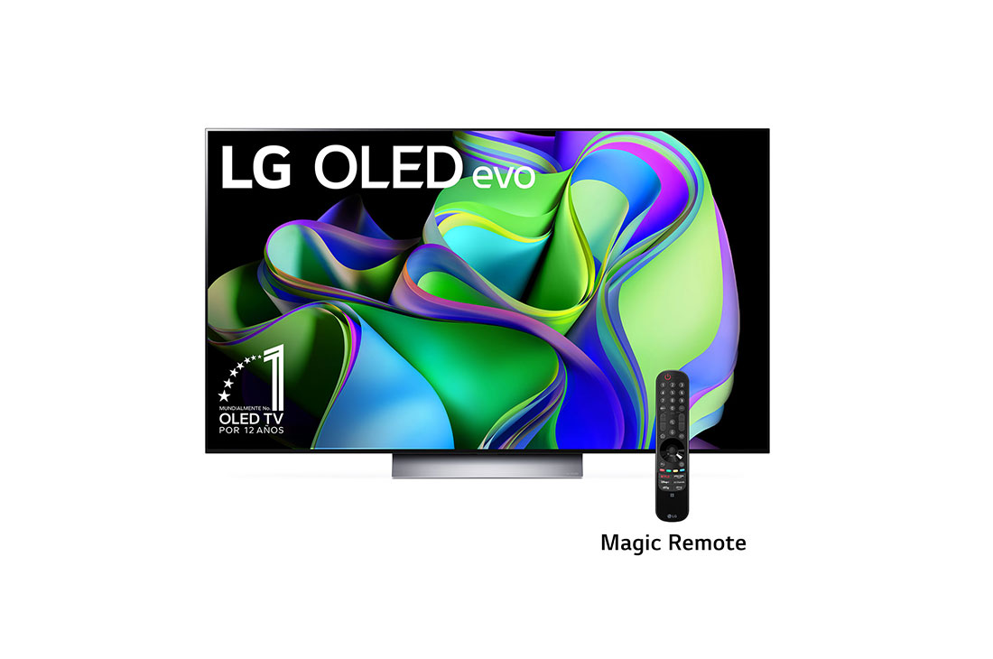 LG Pantalla LG OLED evo 55'' C3 4K SMART TV con ThinQ AI, Vista lateral ligeramente en ángulo hacia la derecha., OLED55C3PSA