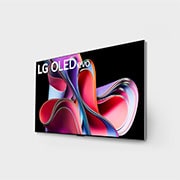 LG Pantalla LG OLED evo 65'' G3 4K SMART TV con ThinQ AI, Vista lateral ligeramente inclinada hacia la derecha del LG OLED G3 en la pared, OLED65G3PSA, thumbnail 6