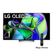 LG Pantalla LG OLED evo 77'' C3 4K SMART TV con ThinQ AI, Vista frontal con el LG OLED evo y con el emblema «El mejor OLED del mundo por 10 años» en la pantalla., OLED77C3PSA, thumbnail 1