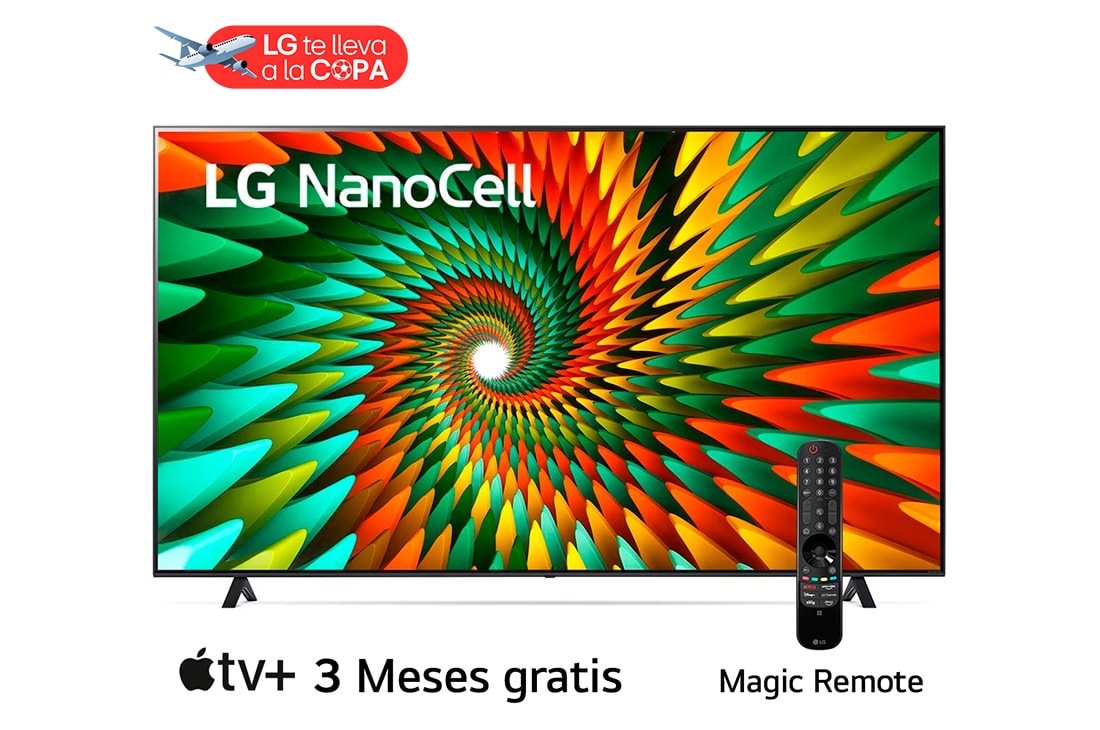 LG Pantalla LG NanoCell 86'' NANO77 4K SMART TV con ThinQ AI, Vista frontal del televisor LG NanoCell, 86NANO77SRA