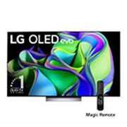LG Pantalla LG OLED evo 65'' C3 4K SMART TV con ThinQ AI, Vista frontal con el LG OLED evo y con el emblema «El mejor OLED del mundo por 10 años» en la pantalla., OLED65C3PSA, thumbnail 1