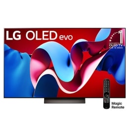 Vista frontal con LG OLED evo y el emblema OLED número 1 del mundo de 11 años en la pantalla.2